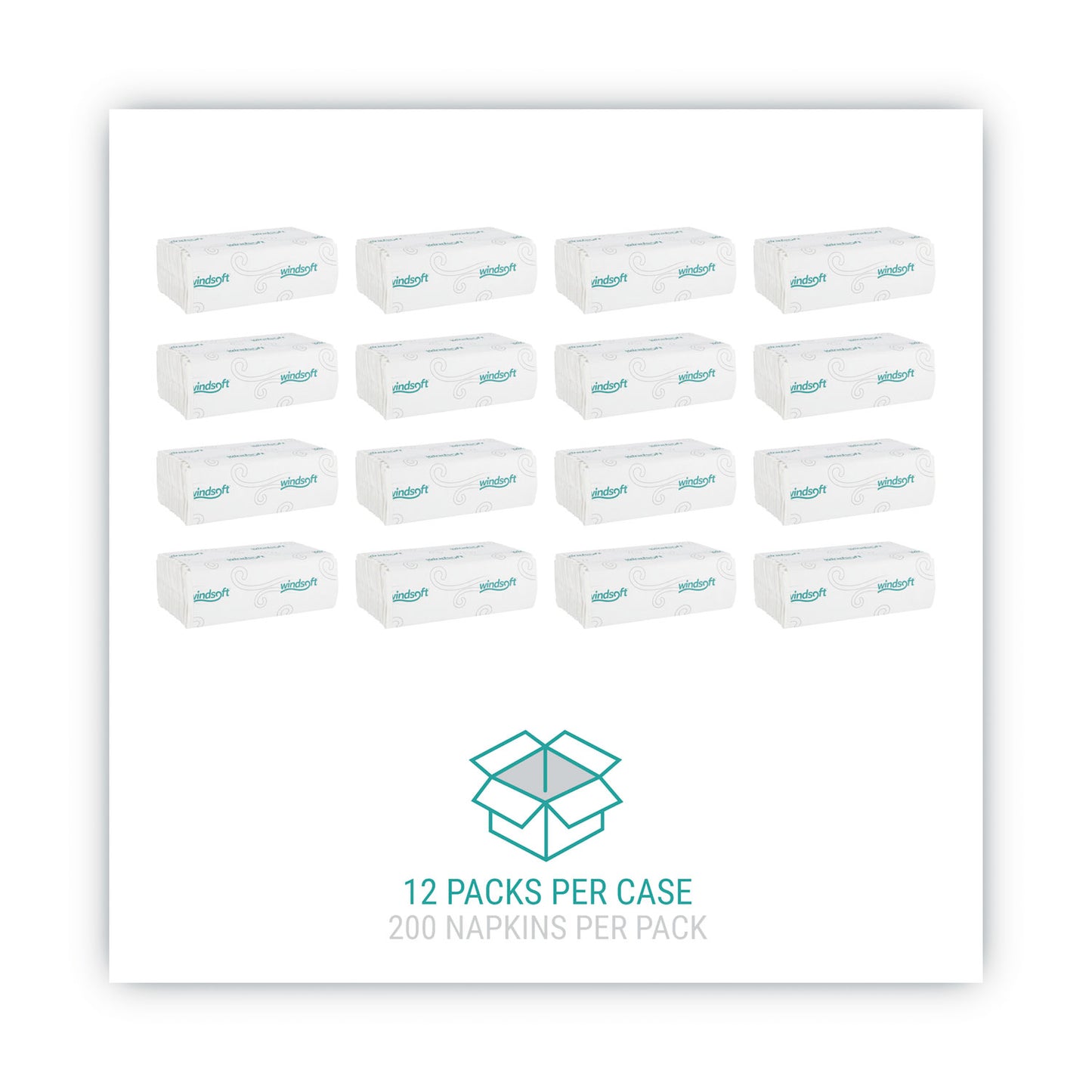 Windsoft C-Fold Paper Towels, 1-Ply, 10.2 x 13.25, White, 200/Pack, 12 Packs/Carton (101)