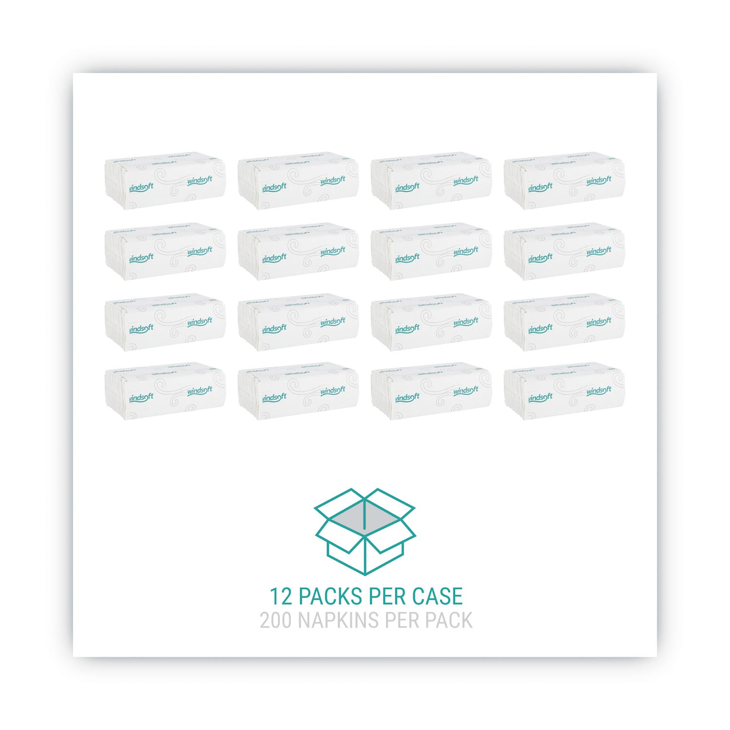 Windsoft C-Fold Paper Towels, 1-Ply, 10.2 x 13.25, White, 200/Pack, 12 Packs/Carton (101)