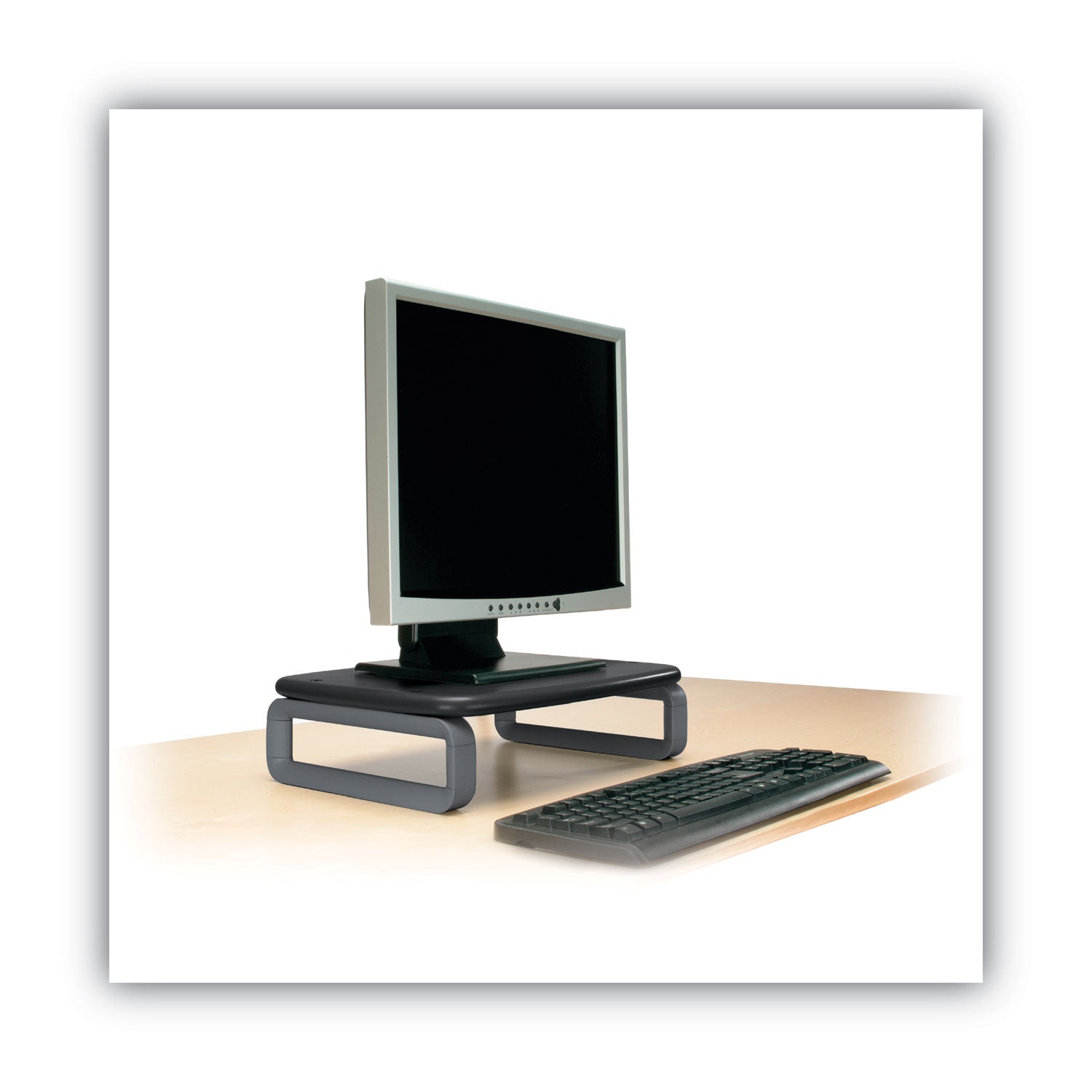 Kensington Monitor Stand with SmartFit, For 24" Monitors, 15.5" x 12" x 3" to 6", Black/Gray, Supports 80 lbs (60089)