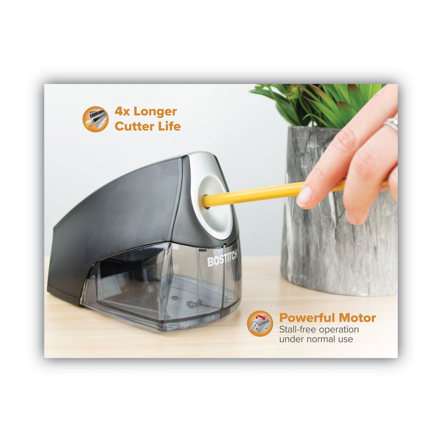 Bostitch Personal Electric Pencil Sharpener, AC-Powered, 4.25 x 8.4 x 4, Black (EPS4BK)