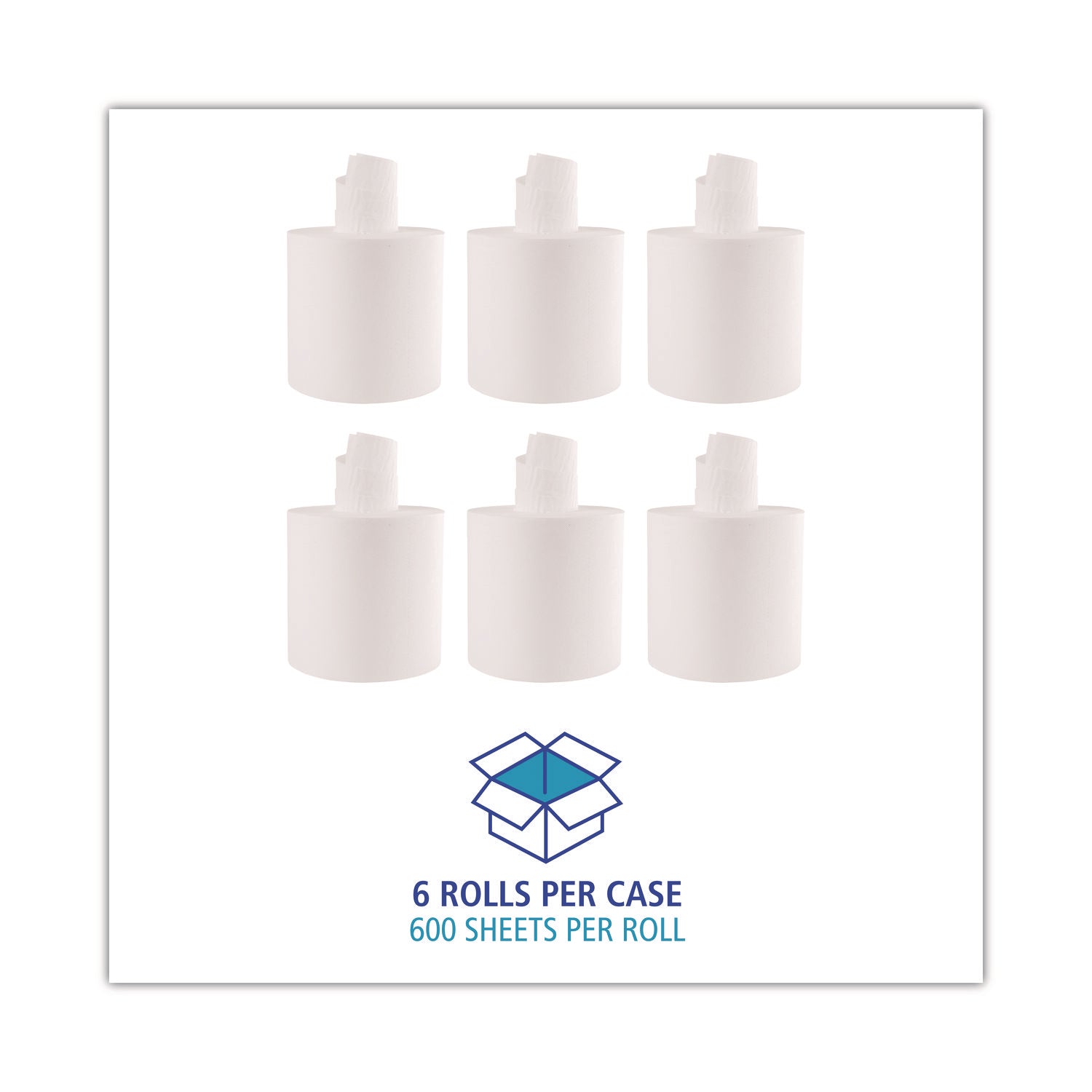 Boardwalk Center-Pull Roll Towels, 2-Ply, 7.6 x 8.9, White, 600/Roll, 6/Carton (410321)