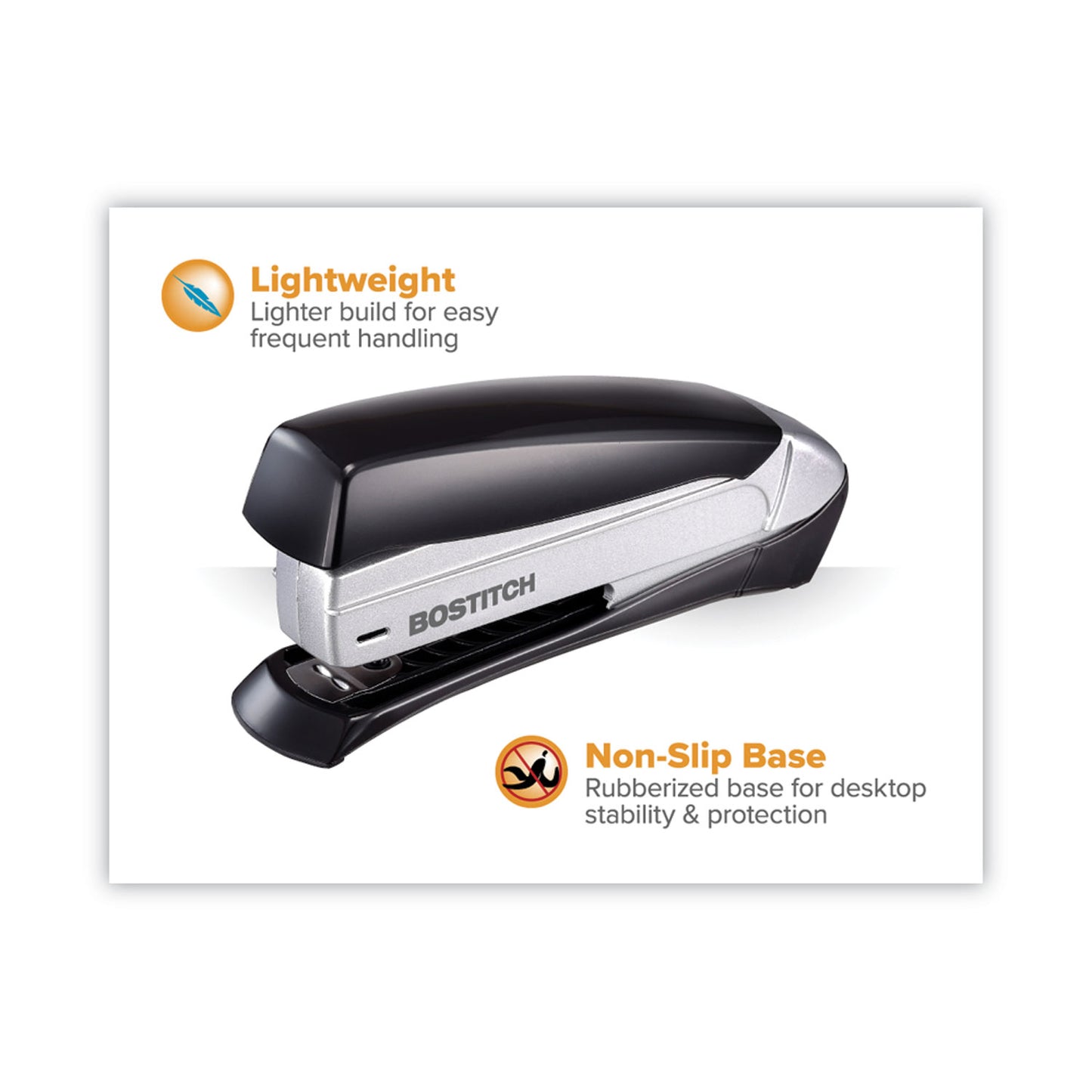 Bostitch Inspire Premium Spring-Powered Full-Strip Stapler, 20-Sheet Capacity, Black/Silver (1433)