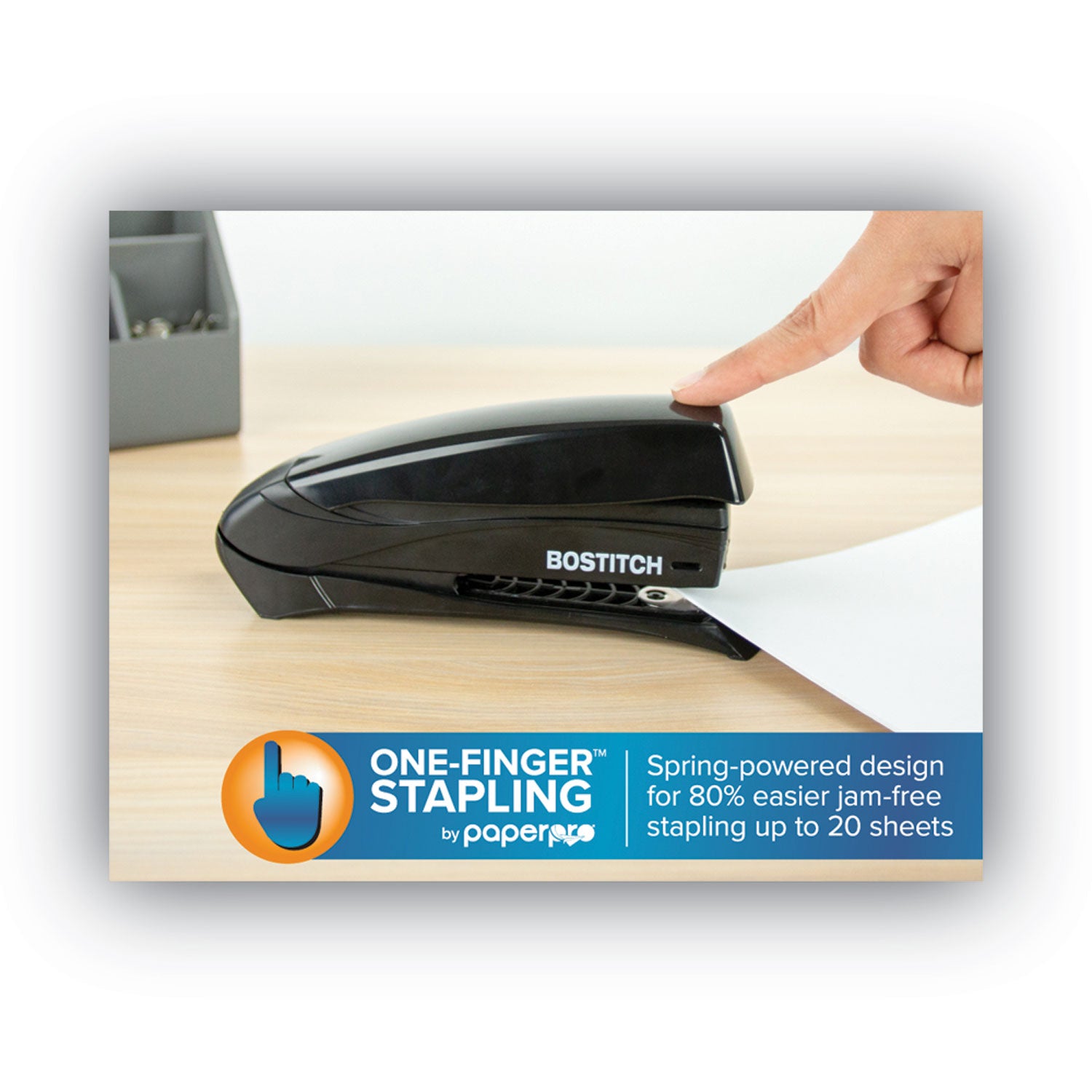 Bostitch Inspire Spring-Powered Full-Strip Stapler, 20-Sheet Capacity, Black (1423)