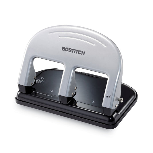 Bostitch 40-Sheet EZ Squeeze Three-Hole Punch, 9/32" Holes, Black/Silver (2240)