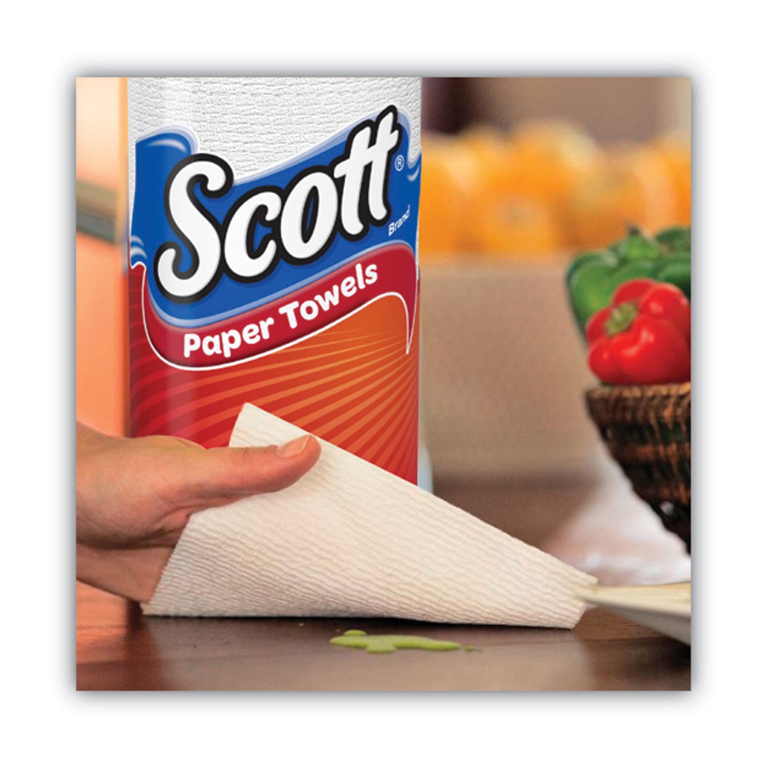 Scott Choose-a-Size Mega Kitchen Roll Paper Towels, 1-Ply, 100/Roll, 6 Rolls/Pack, 4 Packs/Carton (55413)