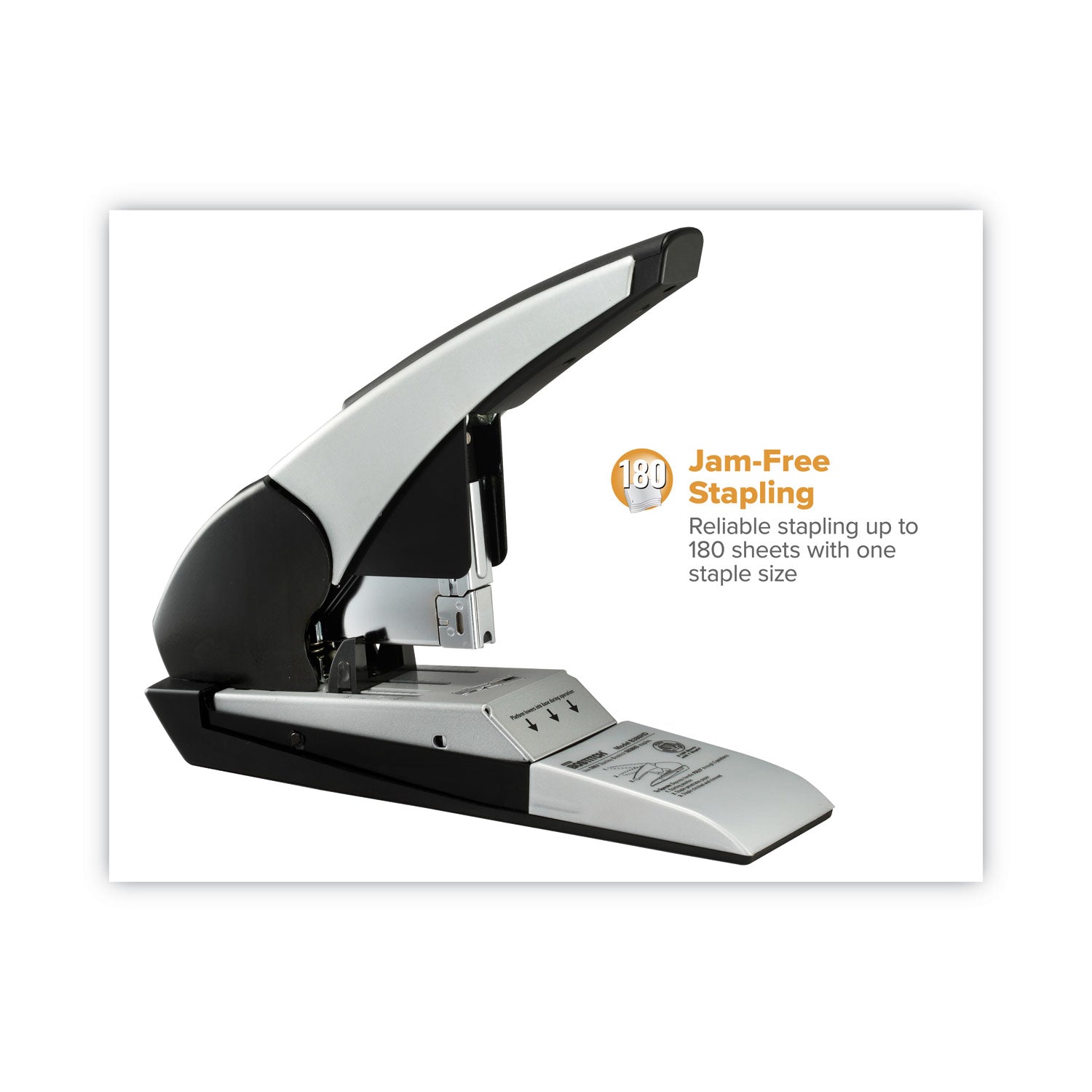 Bostitch Auto 180 Xtreme Duty Automatic Stapler, 180-Sheet Capacity, Silver/Black (B380HDBLK)