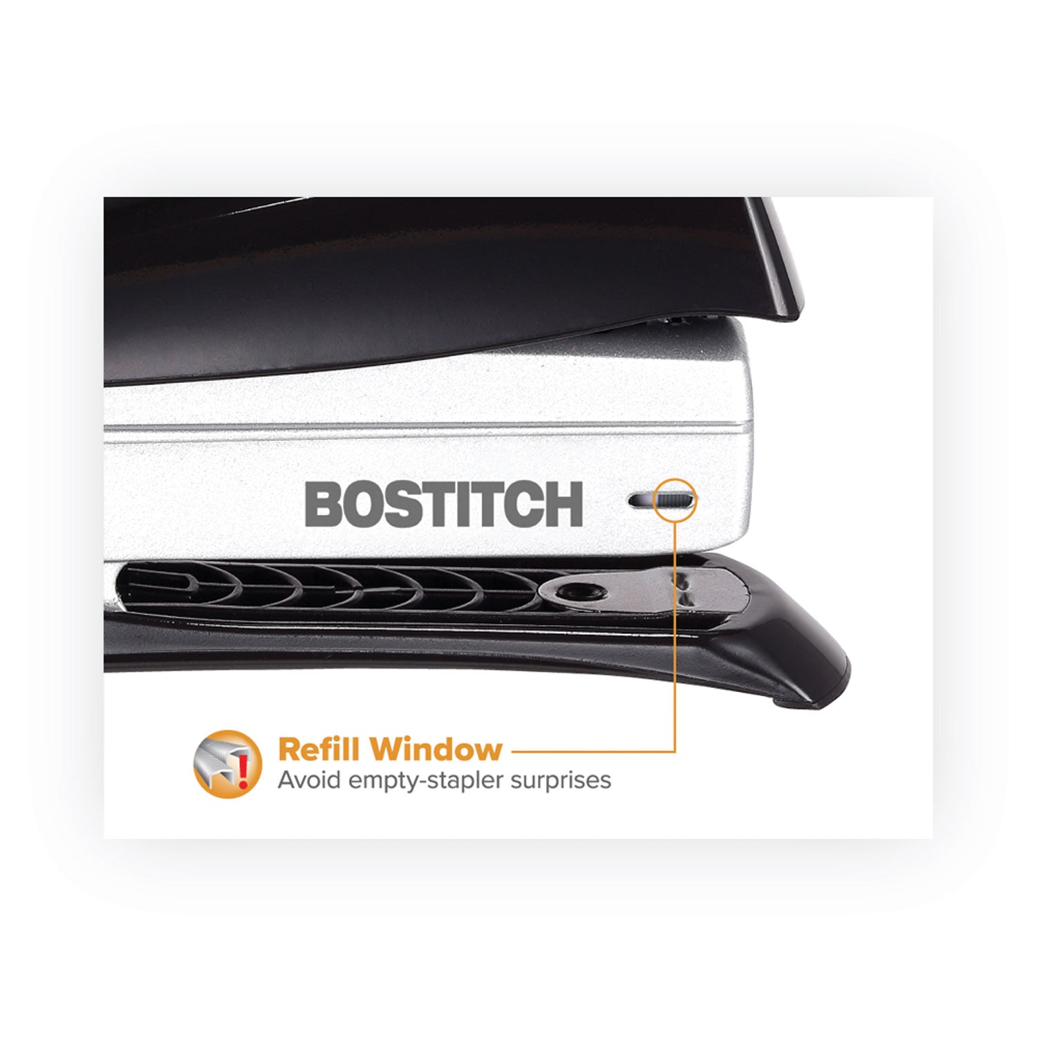 Bostitch Inspire Premium Spring-Powered Full-Strip Stapler, 20-Sheet Capacity, Black/Silver (1433)