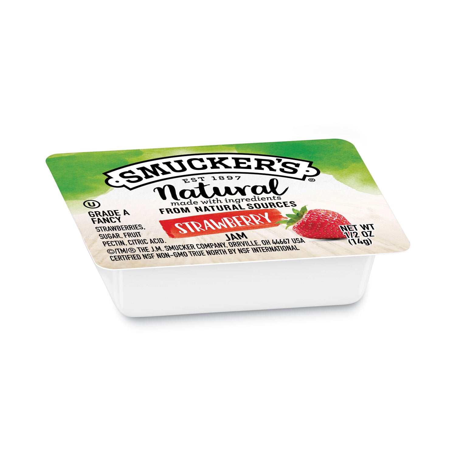 s Smuckers 1/2 Ounce Natural Jam, 0.5 oz Container, Strawberry, 200/Carton (8201)