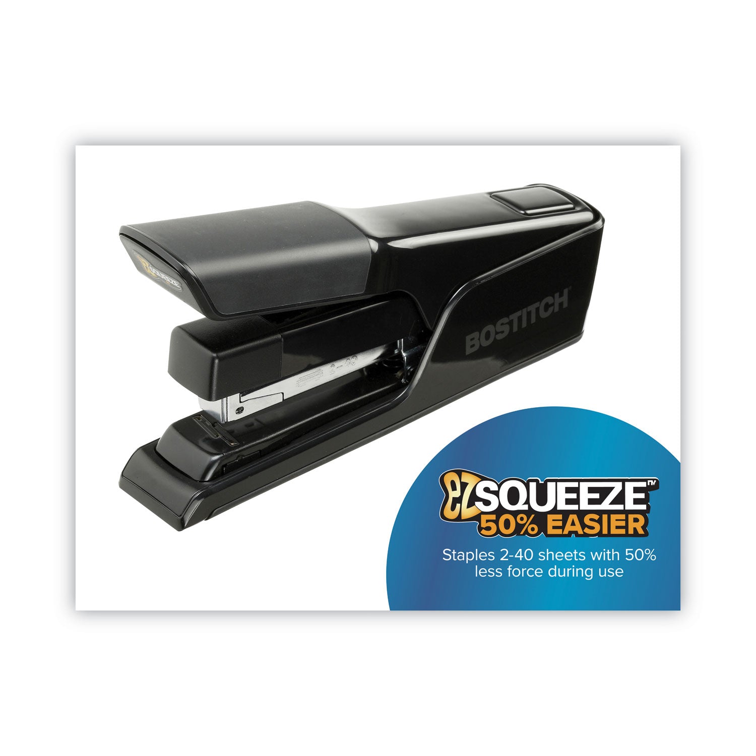 Bostitch EZ Squeeze 40 Stapler, 40-Sheet Capacity, Black (B9040)