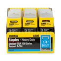 Stanley SharpShooter Heavy-Duty Tacker Staples, 0.25" Leg, 0.5" Crown, Steel, 1,000/Box (TRA704T)