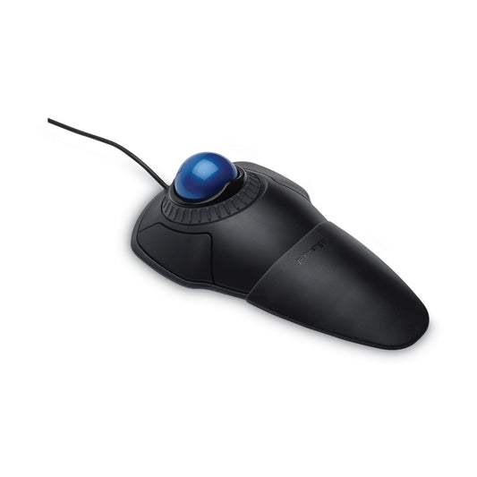 Kensington Orbit Trackball with Scroll Ring, USB 2.0, Left/Right Hand Use, Black/Blue (72337)