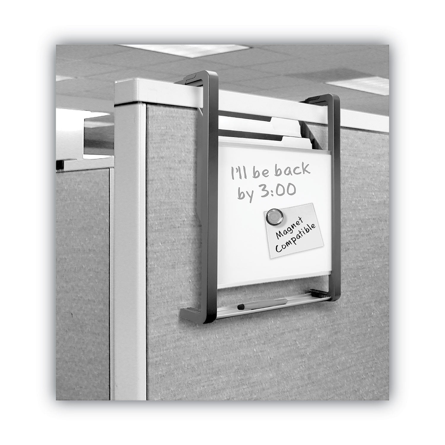 Quartet Hanging File Pocket with Dry Erase Board, 3 Sections, Letter Size, 15" x 4", x 20", Black (OFD)