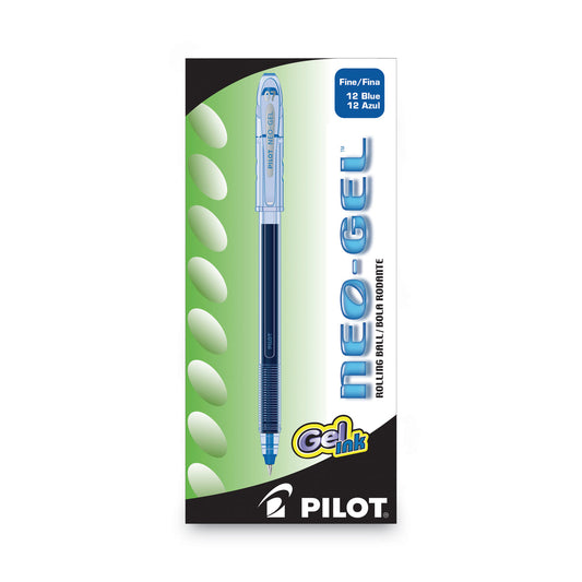 Pilot Neo-Gel Gel Pen, Stick, Fine 0.7 mm, Blue Ink, Translucent Blue Barrel, Dozen (14002)