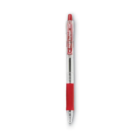 Pilot EasyTouch Ballpoint Pen, Retractable, Fine 0.7 mm, Red Ink, Clear Barrel, Dozen (32212)