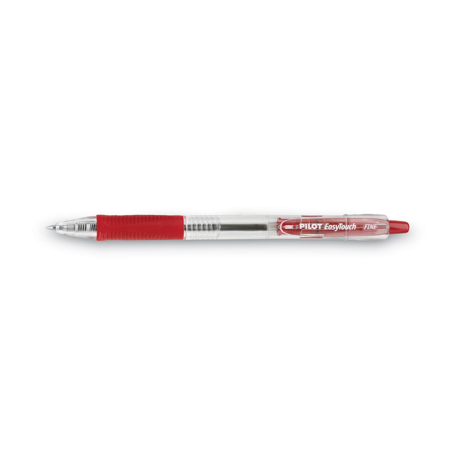Pilot EasyTouch Ballpoint Pen, Retractable, Fine 0.7 mm, Red Ink, Clear Barrel, Dozen (32212)