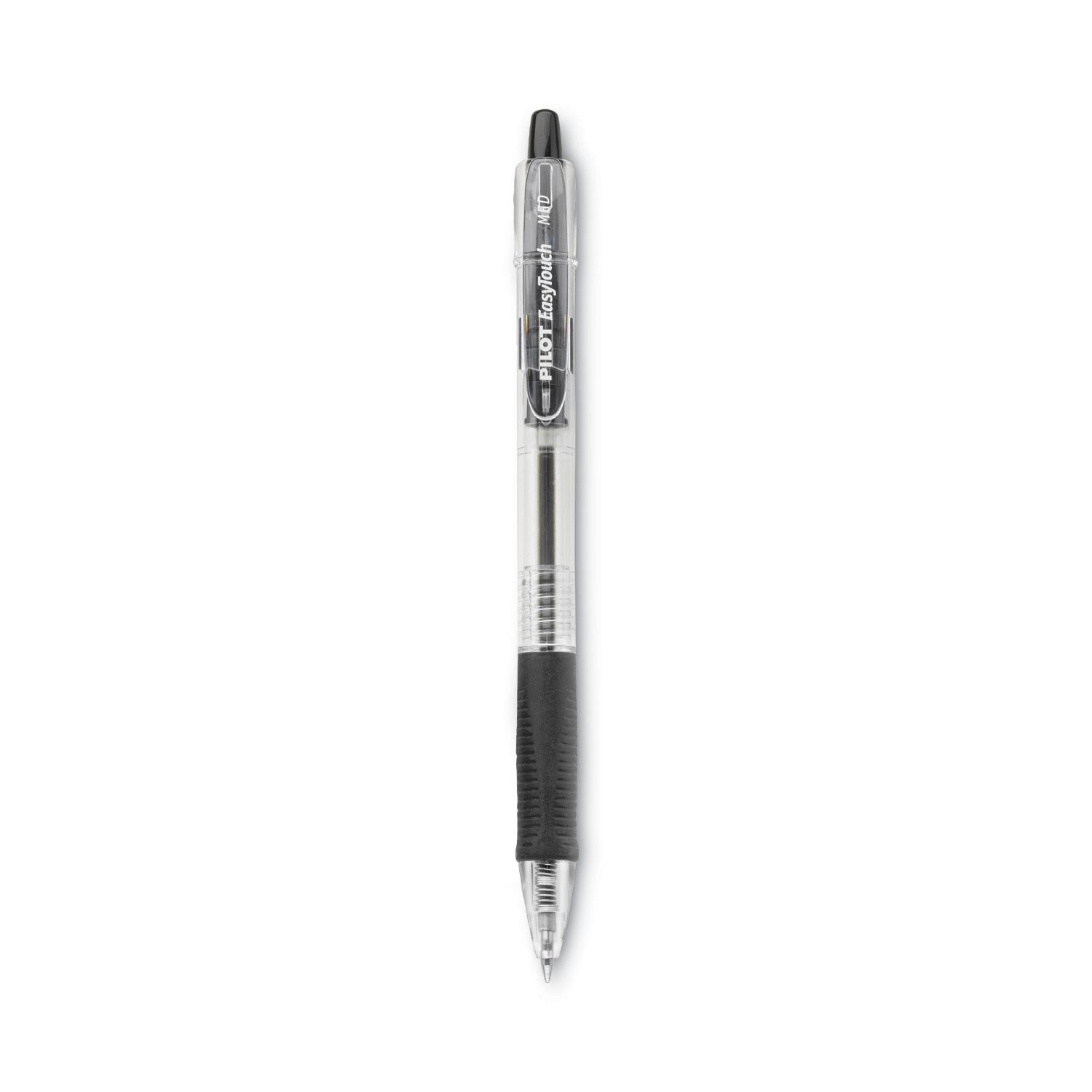 Pilot EasyTouch Ballpoint Pen, Retractable, Medium 1 mm, Black Ink, Clear Barrel, Dozen (32220)