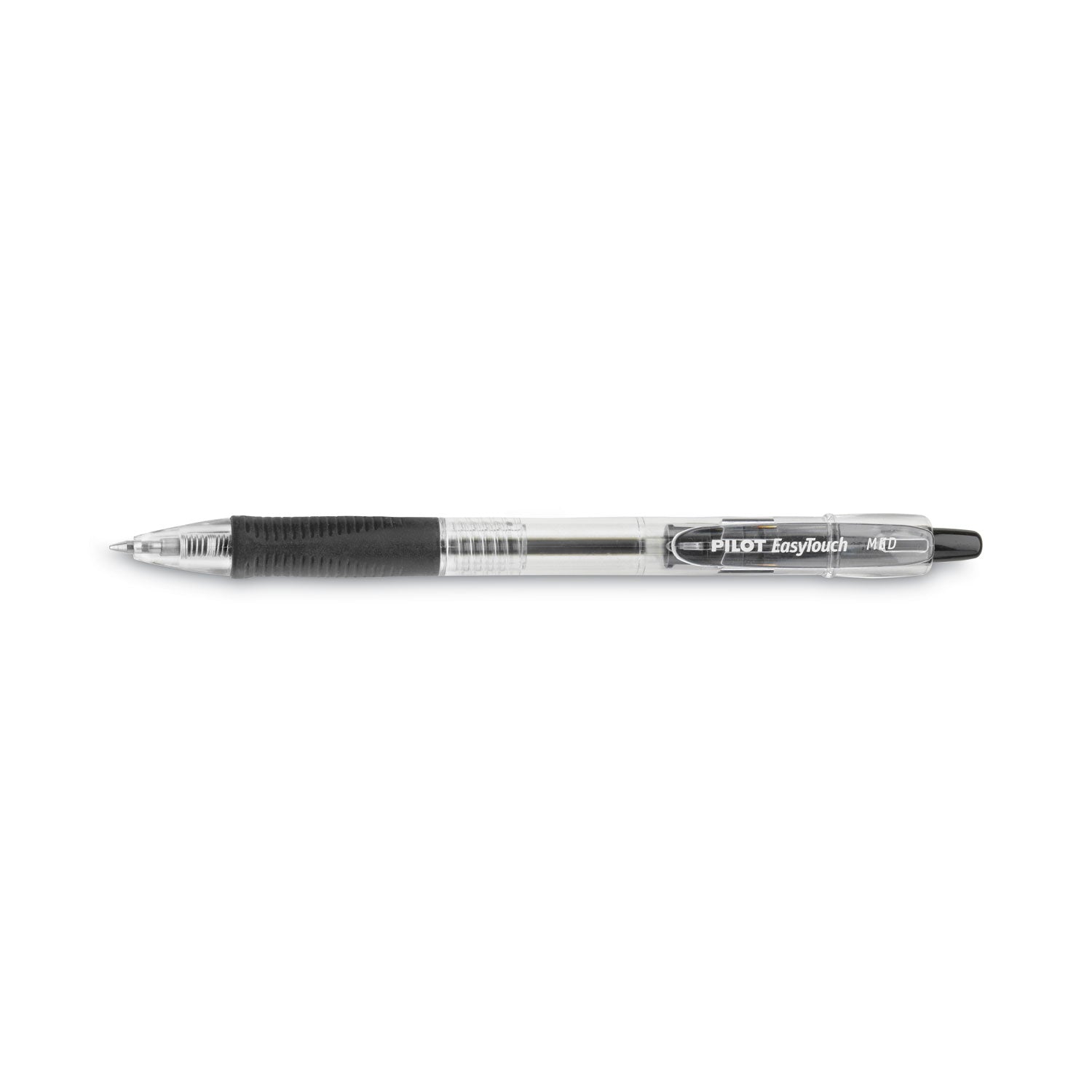 Pilot EasyTouch Ballpoint Pen, Retractable, Medium 1 mm, Black Ink, Clear Barrel, Dozen (32220)