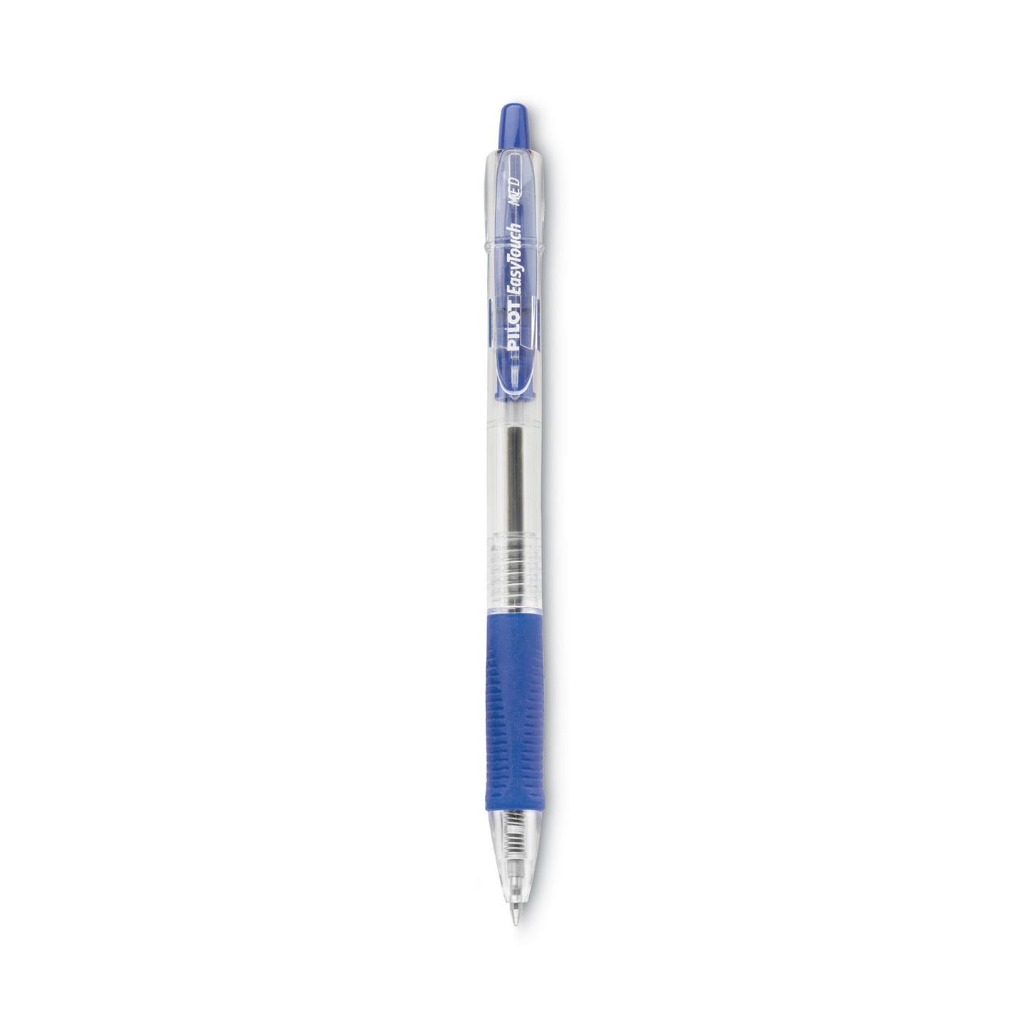 Pilot EasyTouch Ballpoint Pen, Retractable, Medium 1 mm, Blue Ink, Clear Barrel, Dozen (32221)