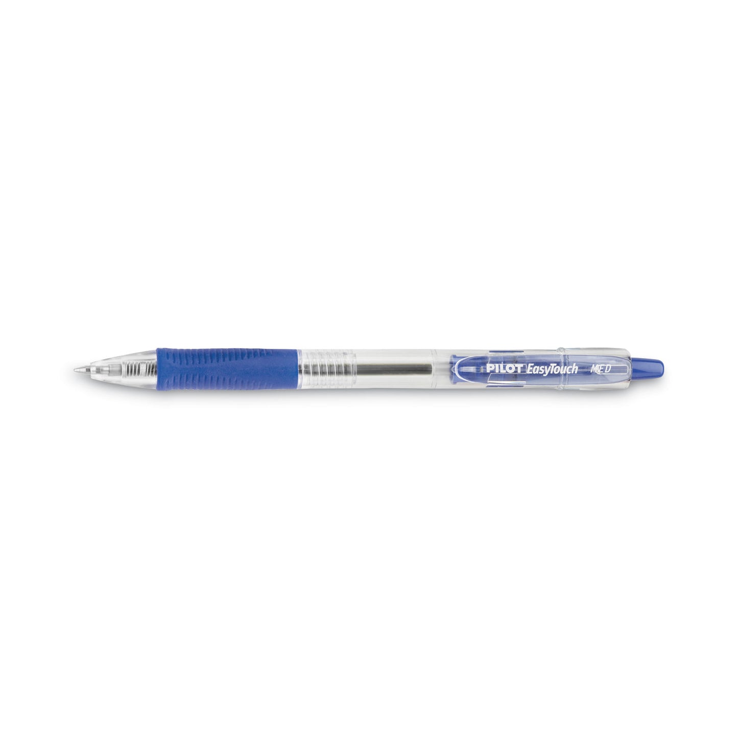 Pilot EasyTouch Ballpoint Pen, Retractable, Medium 1 mm, Blue Ink, Clear Barrel, Dozen (32221)