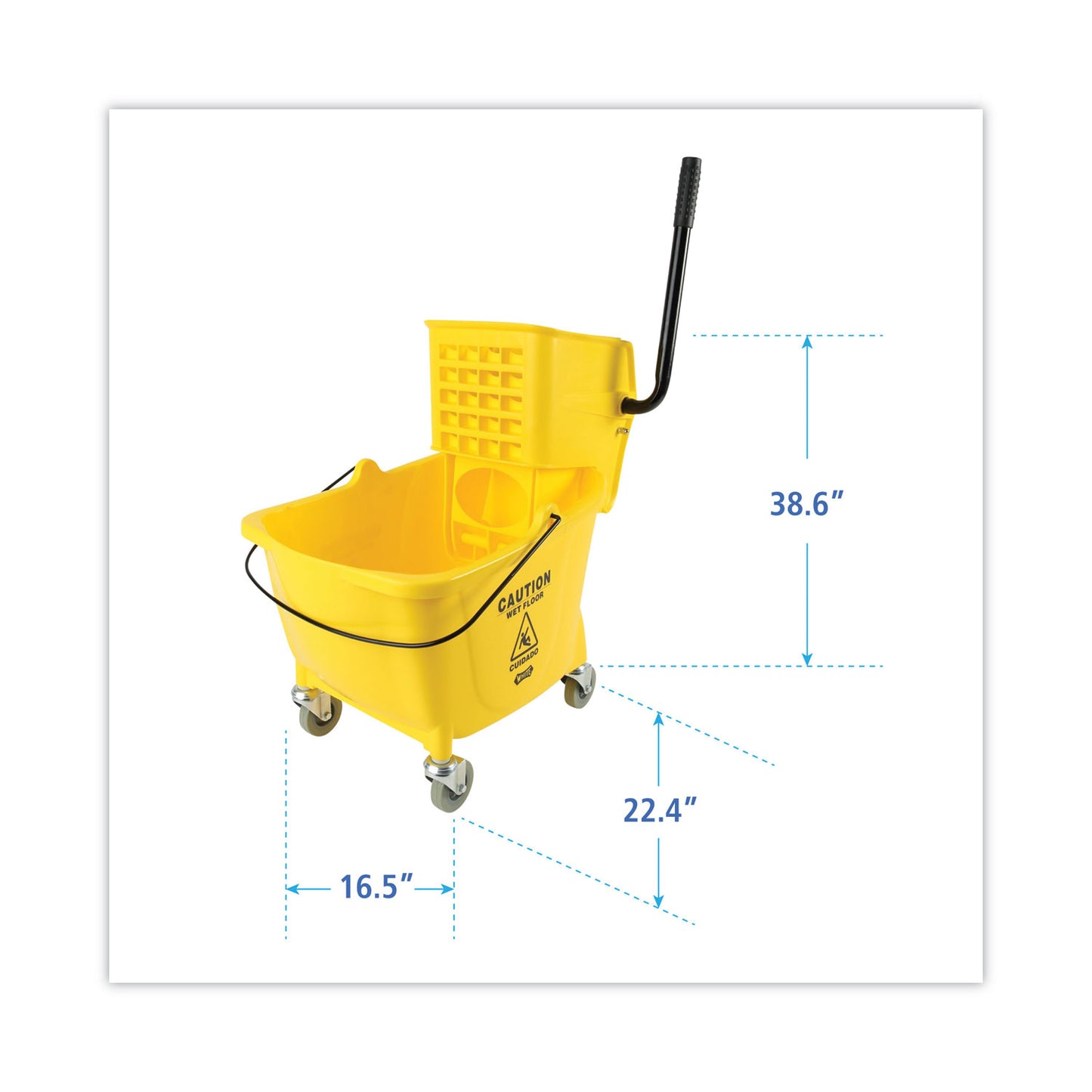 Boardwalk Pro-Pac Side-Squeeze Wringer/Bucket Combo, 8.75 gal, Yellow/Silver (2635COMBOYEL)