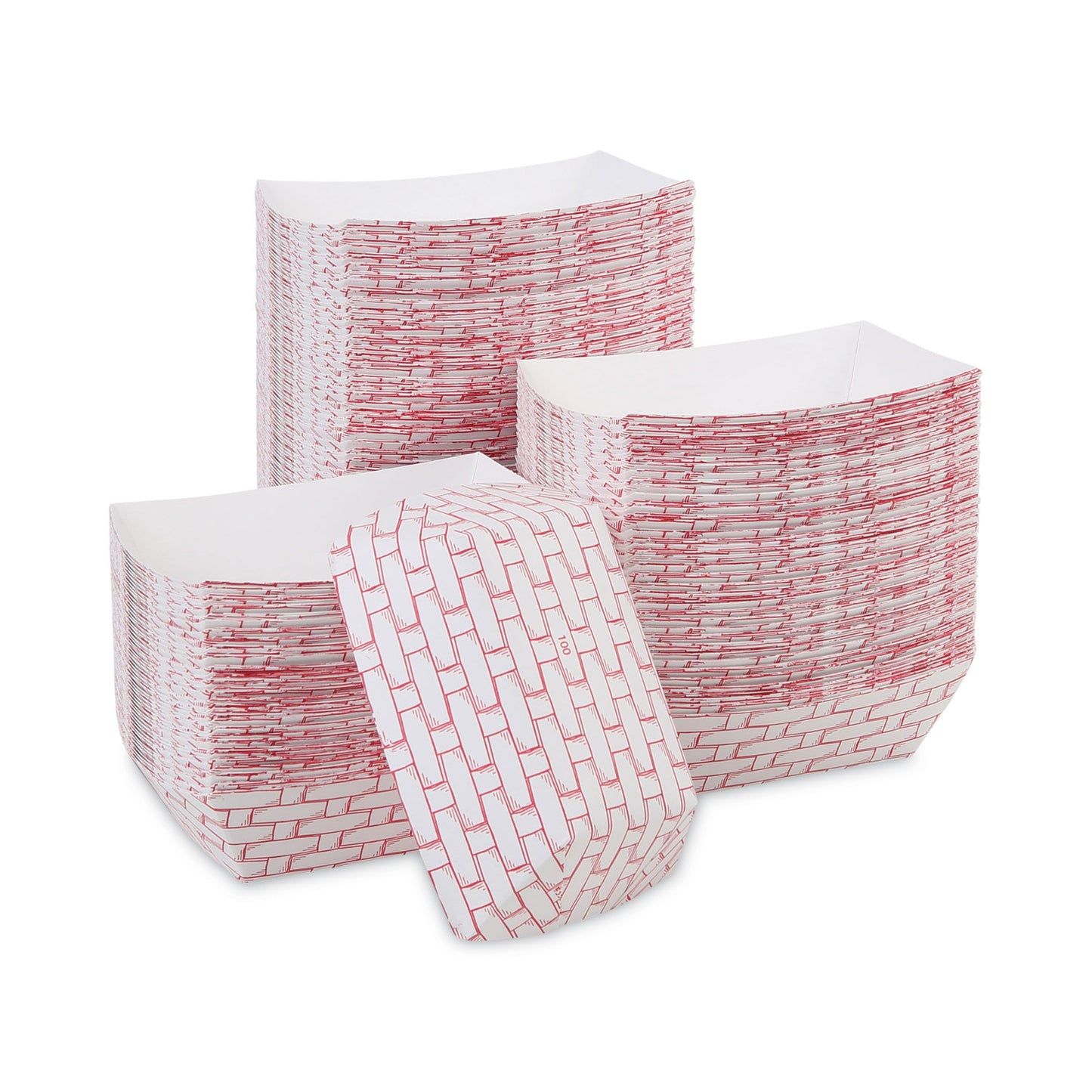 Boardwalk Paper Food Baskets, 1 lb Capacity, Red/White, 1,000/Carton (30LAG100)