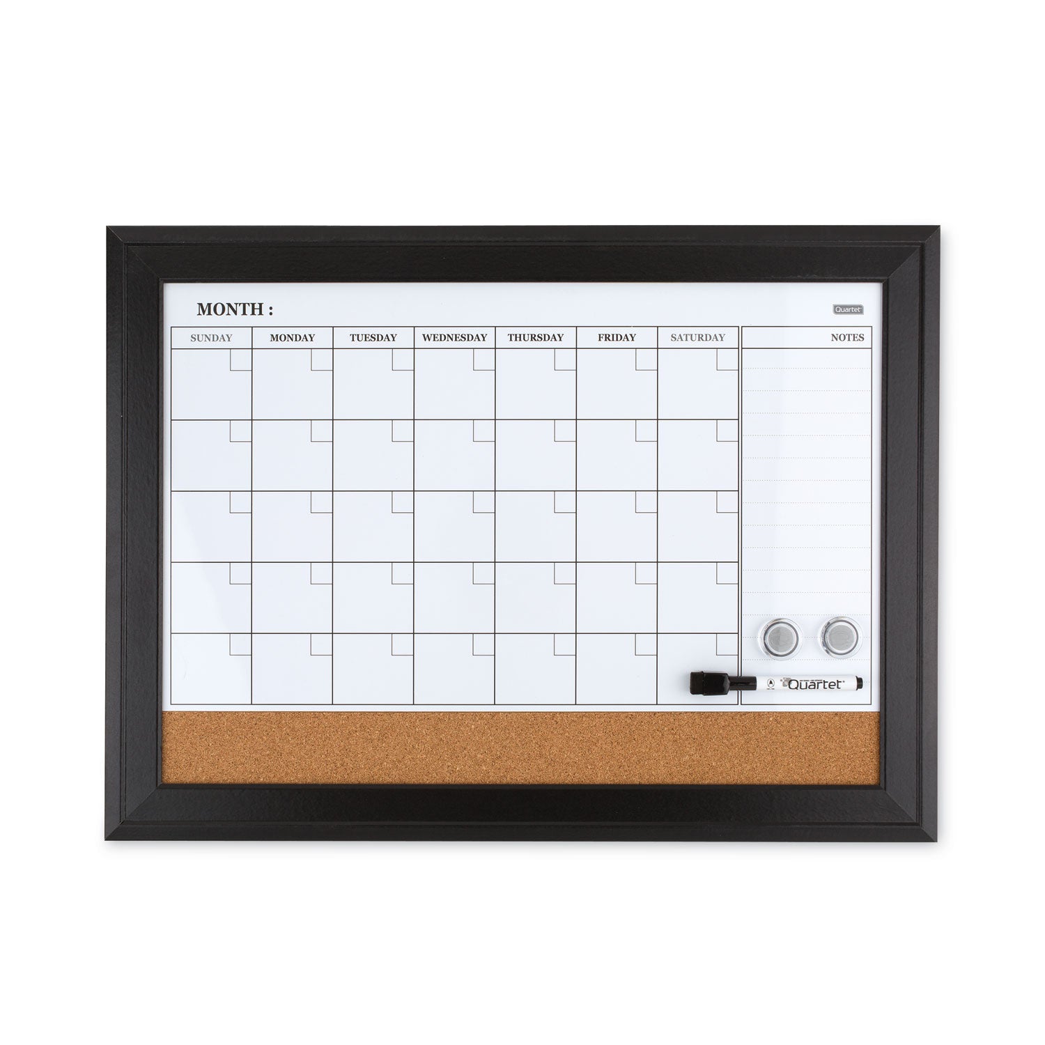 Quartet Home Decor Magnetic Combo Dry Erase Board with Cork Board on Bottom, 23 x 17, Tan/White Surface, Espresso Wood Frame (79275)