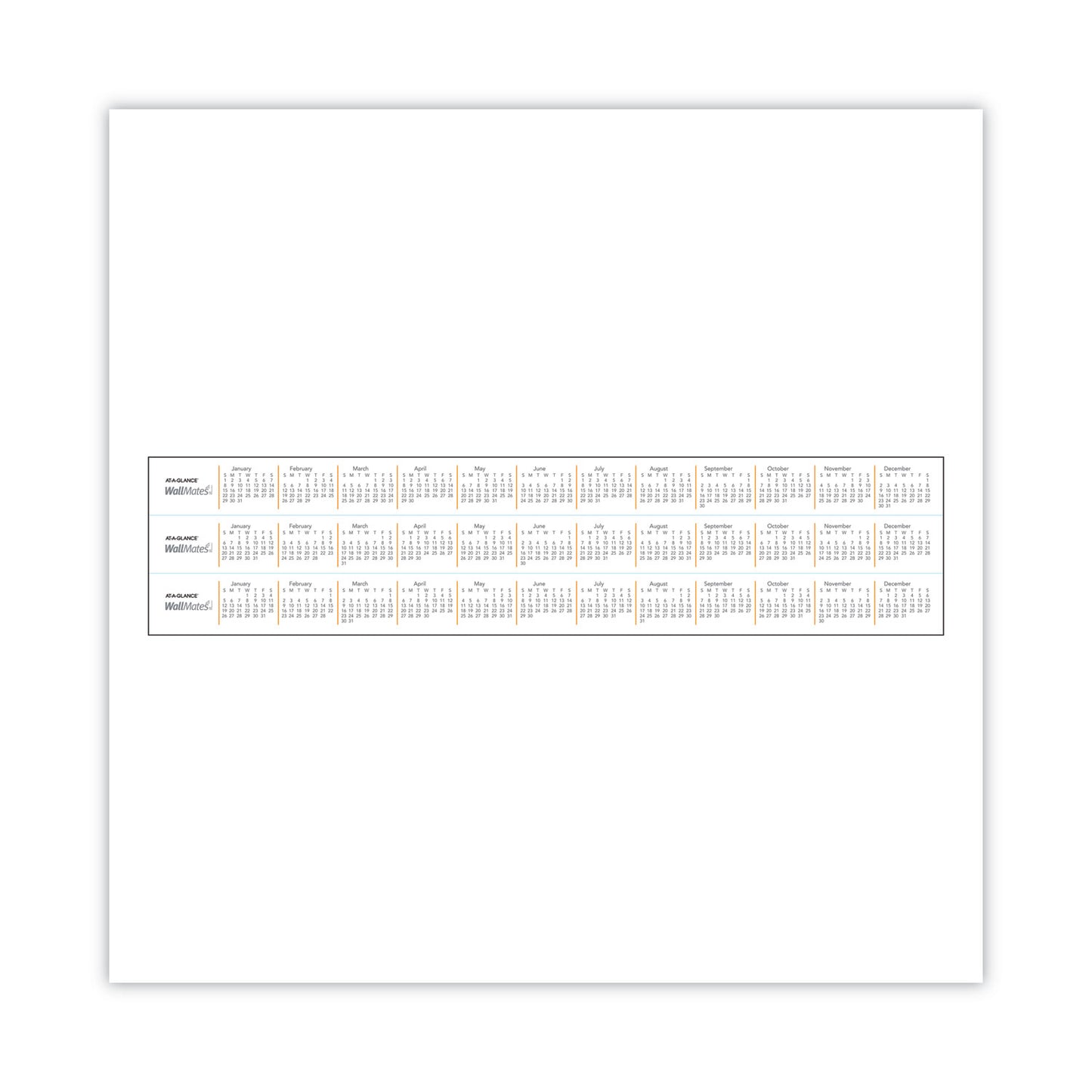 AT-A-GLANCE WallMates Self-Adhesive Dry Erase Weekly Planning Surfaces, 18 x 24, White/Gray/Orange Sheets, Undated (AW503028)