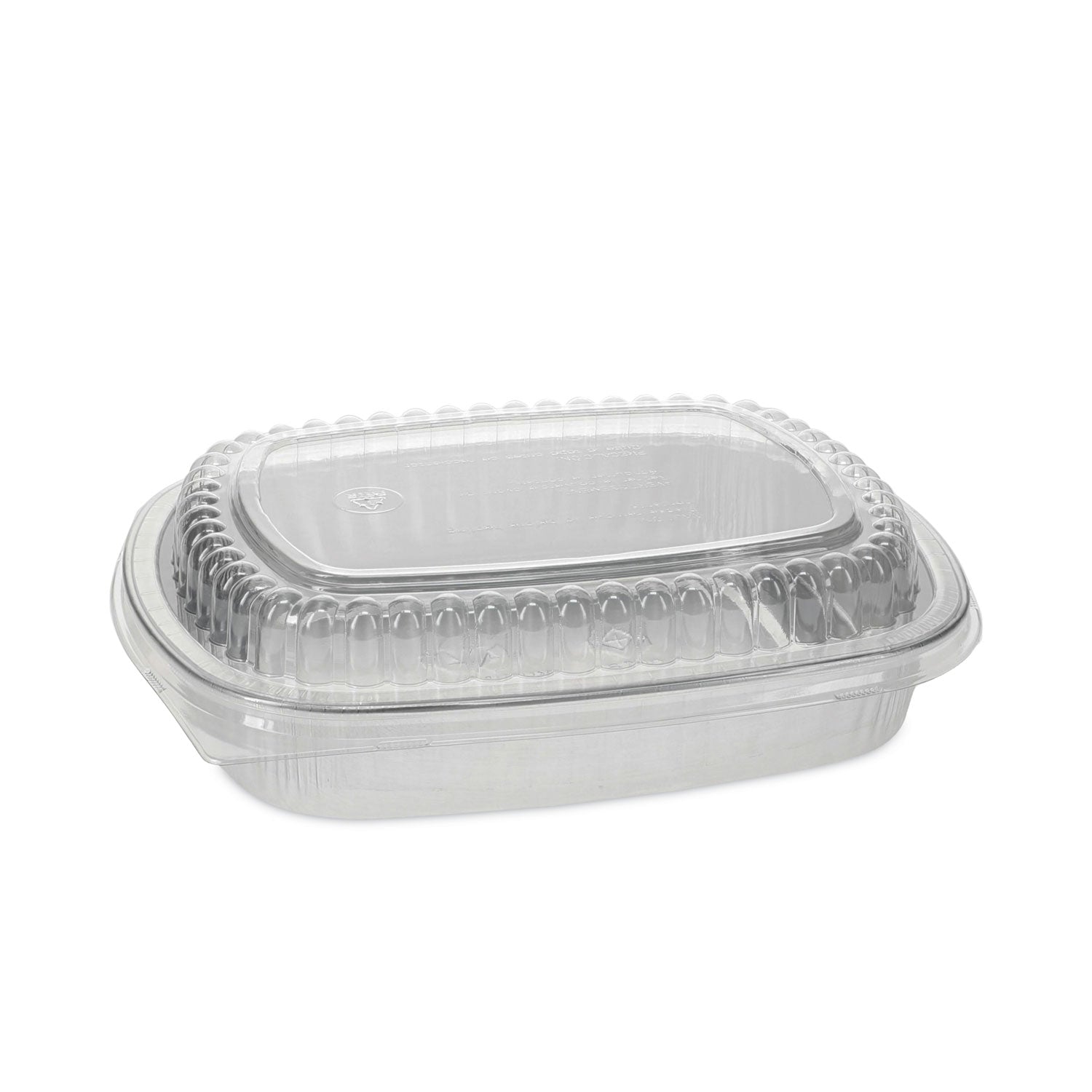 Pactiv Classic Carry-Out Container, 46 oz, 9.75 x 7.75 x 1.75, Silver, Aluminum, 50/Carton (Y6710PWPSFG)