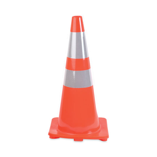 Tatco Traffic Cone, 14 x 14 x 28, Orange/Silver (25900)