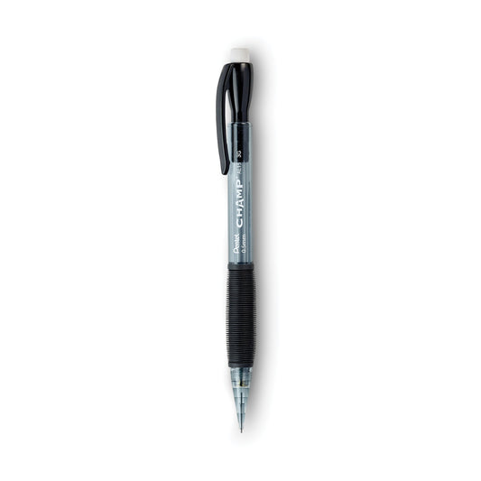 Pentel Champ Mechanical Pencil, 0.5 mm, HB (#2), Black Lead, Translucent Gray Barrel, Dozen (AL15A)