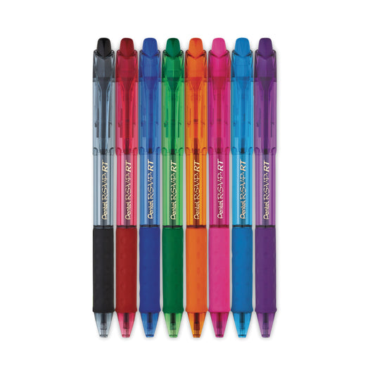 Pentel R.S.V.P. RT Ballpoint Pen, Retractable, Medium 1 mm, Assorted Ink Colors, Clear Barrel, 8/Pack (BK93CRBP8M)