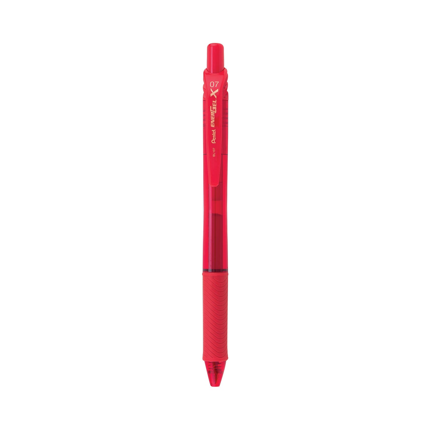 Pentel EnerGel-X Gel Pen, Retractable, Medium 0.7 mm, Red Ink, Translucent Red/Red Barrel, Dozen (BL107B)