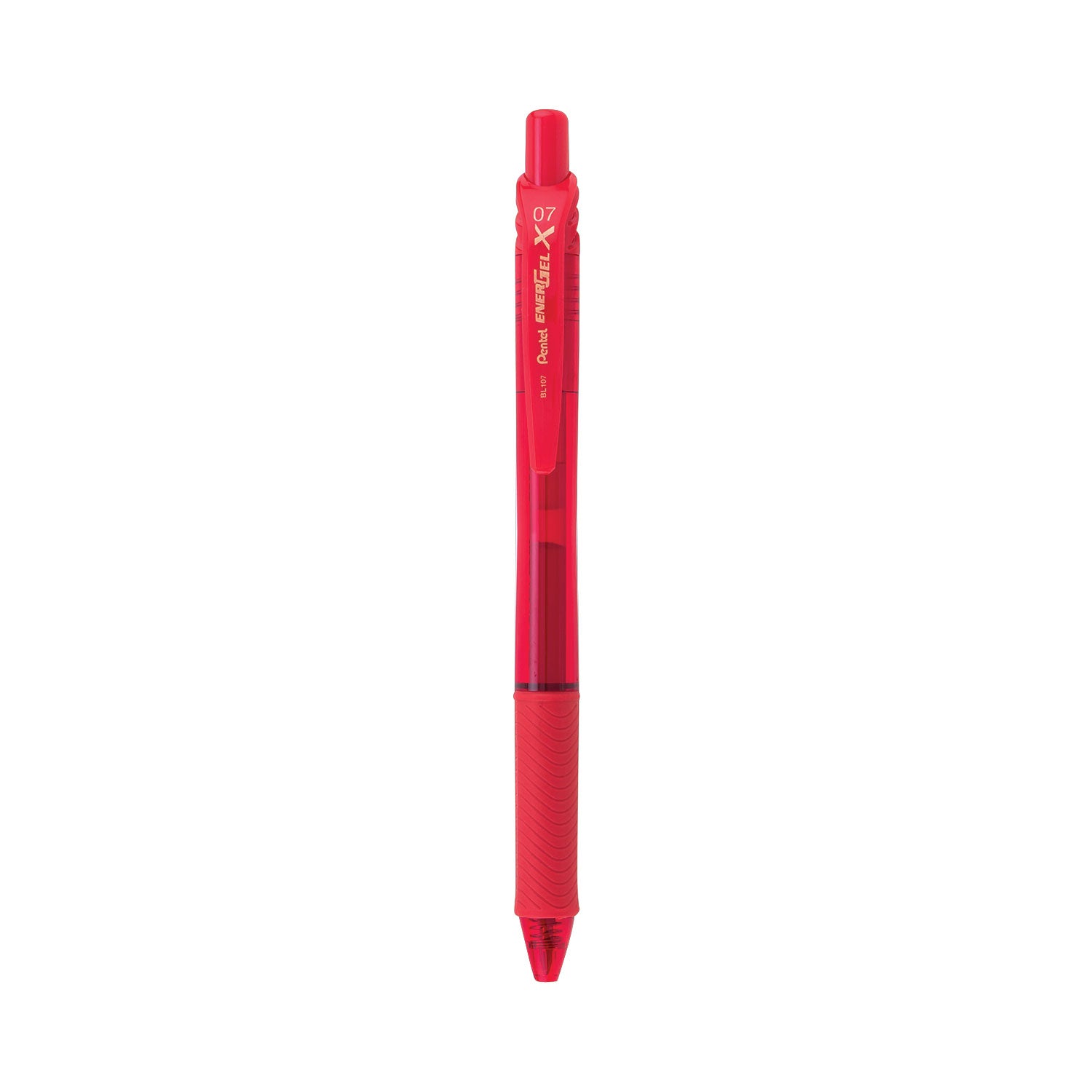 Pentel EnerGel-X Gel Pen, Retractable, Medium 0.7 mm, Red Ink, Translucent Red/Red Barrel, Dozen (BL107B)