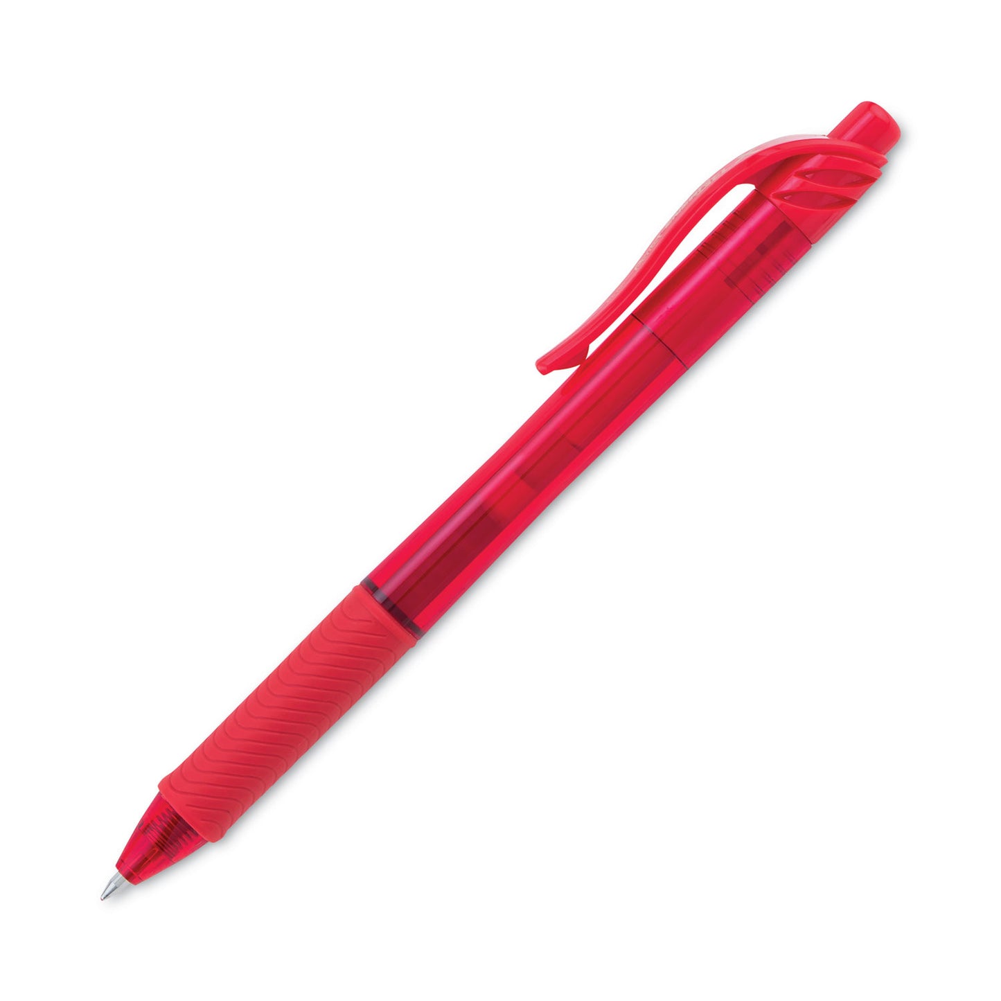 Pentel EnerGel-X Gel Pen, Retractable, Medium 0.7 mm, Red Ink, Translucent Red/Red Barrel, Dozen (BL107B)