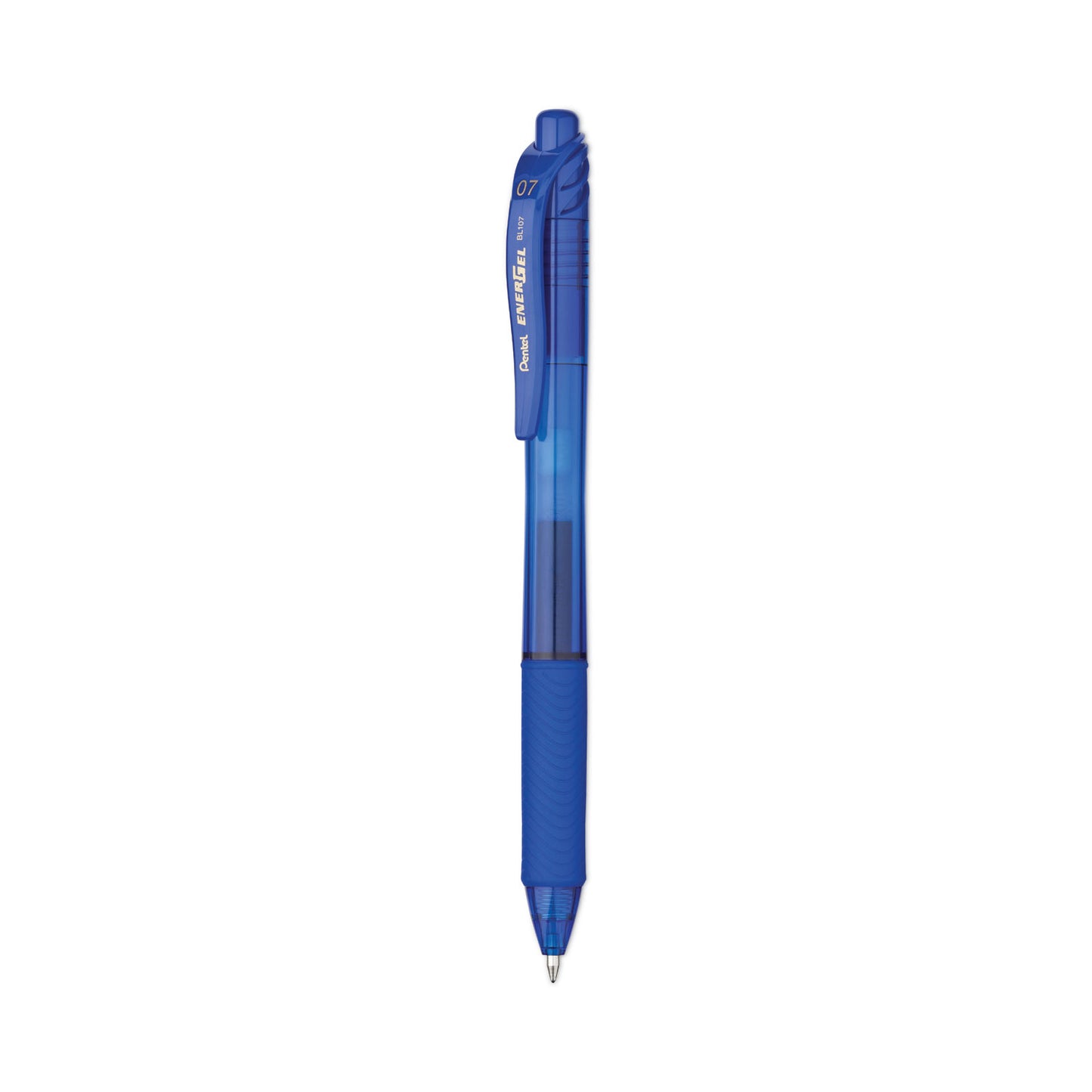 Pentel EnerGel-X Gel Pen, Retractable, Medium 0.7 mm, Blue Ink, Translucent Blue/Blue Barrel, Dozen (BL107C)