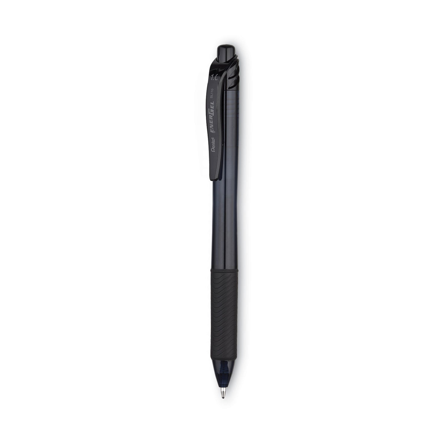 Pentel EnerGel-X Gel Pen, Retractable, Bold 1 mm, Black Ink, Smoke/Black Barrel, Dozen (BL110A)