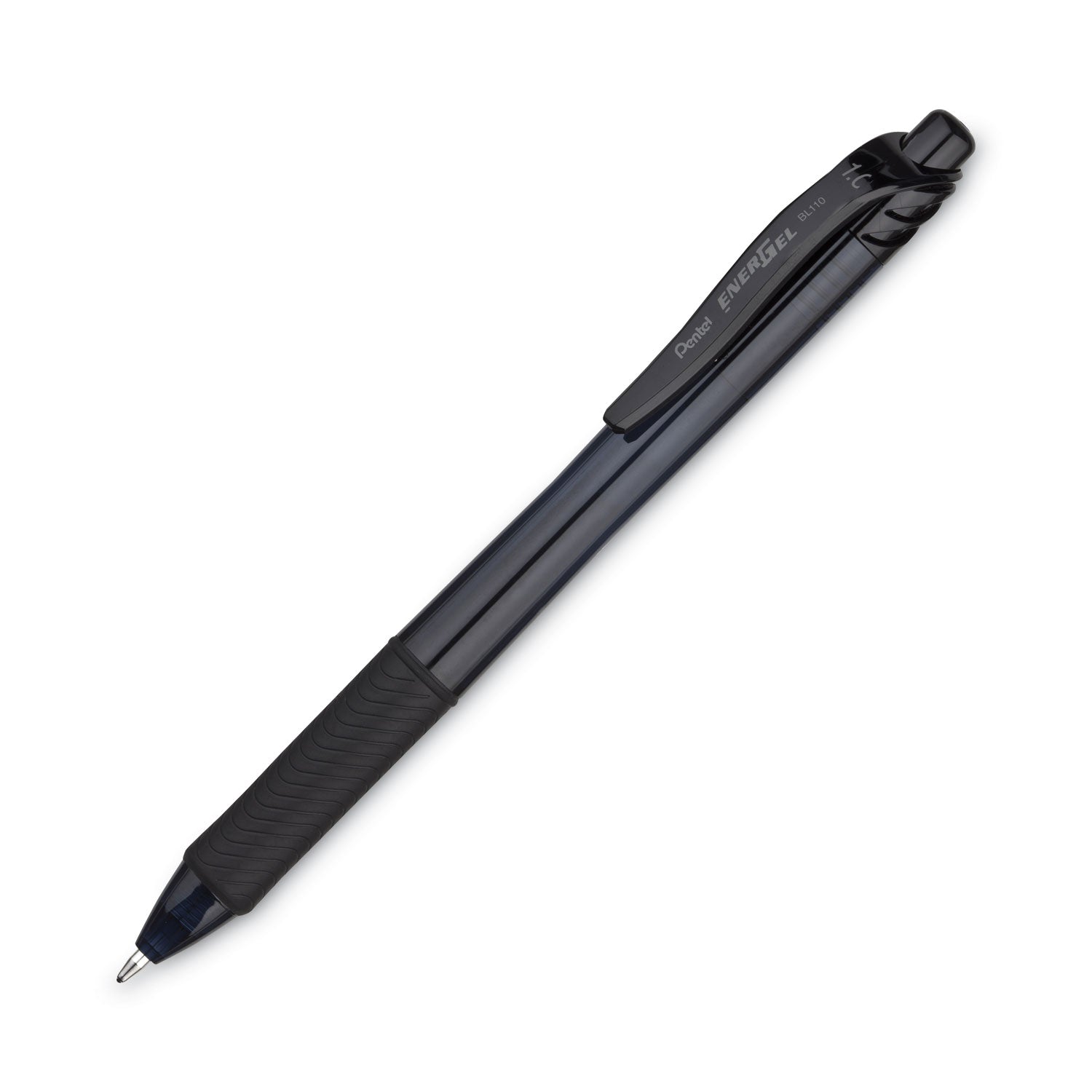 Pentel EnerGel-X Gel Pen, Retractable, Bold 1 mm, Black Ink, Smoke/Black Barrel, Dozen (BL110A)