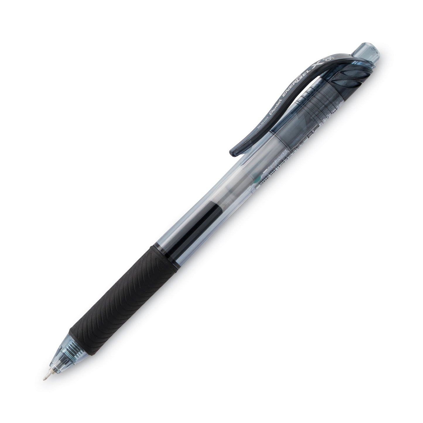 Pentel EnerGel-X Gel Pen, Retractable, Fine 0.5 mm Needle Tip, Black Ink, Clear/Black Barrel, Dozen (BLN105A)