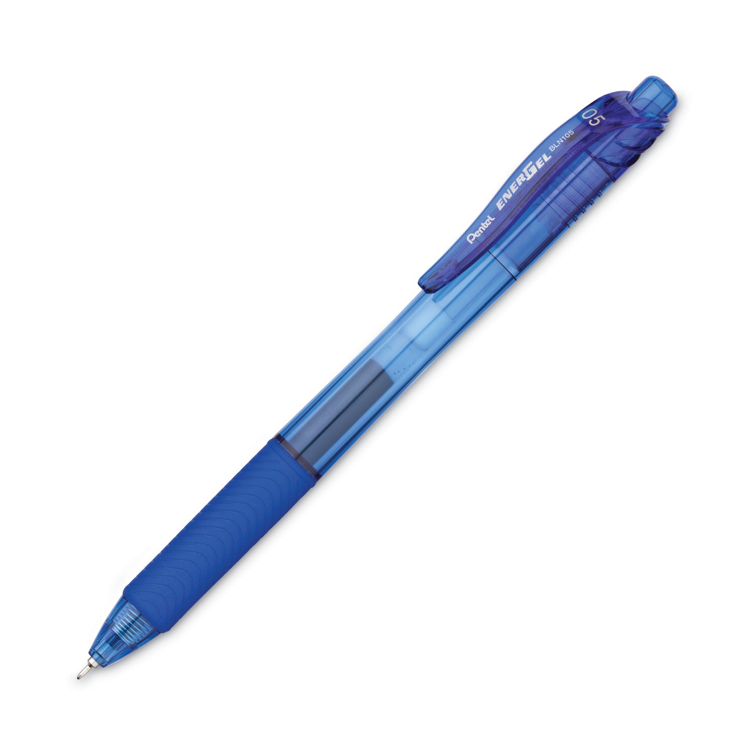 Pentel EnerGel-X Gel Pen, Retractable, Fine 0.5 mm Needle Tip, Blue Ink, Translucent Blue/Blue Barrel, Dozen (BLN105C)