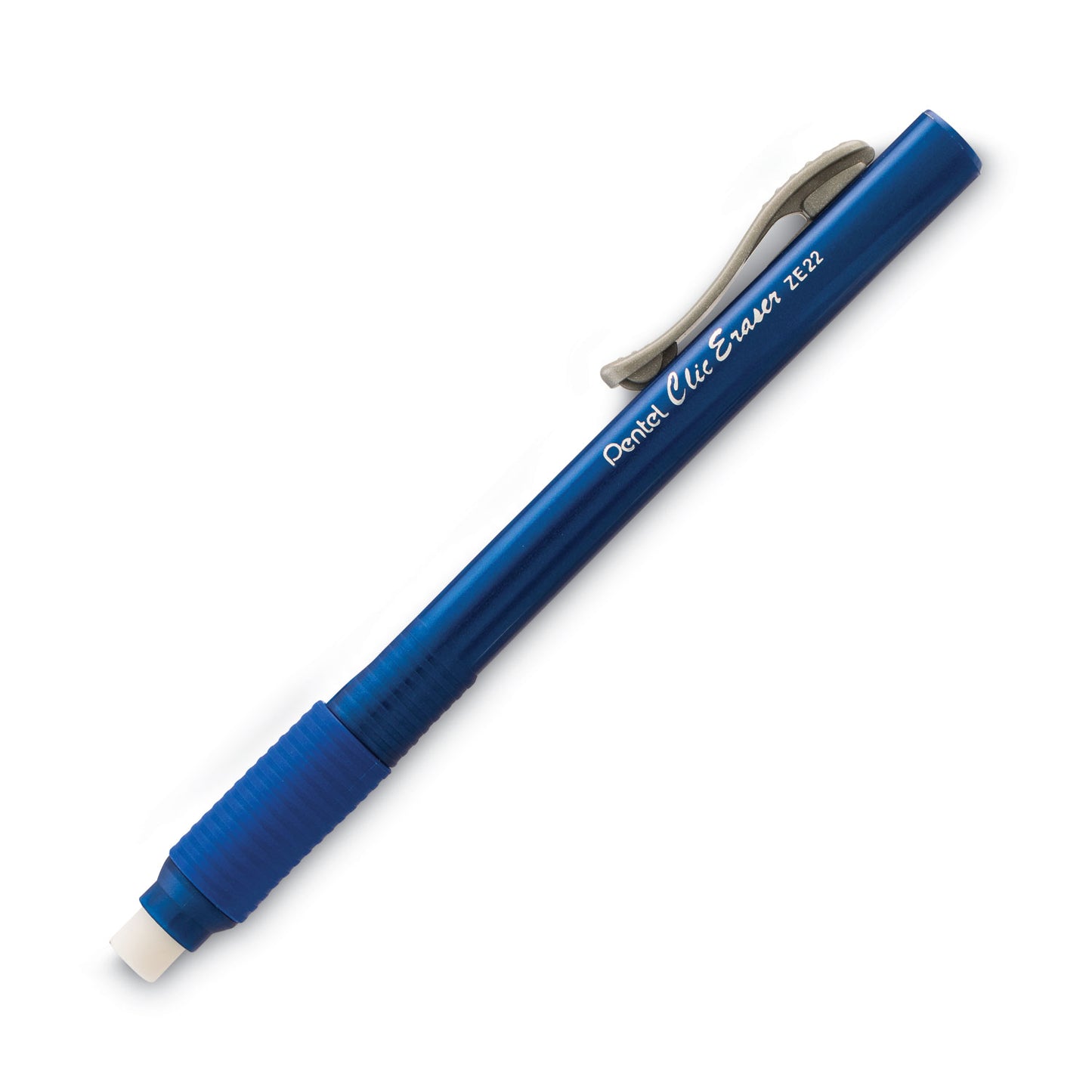 Pentel Clic Eraser Grip Eraser, For Pencil Marks, White Eraser, Blue Barrel (ZE22C)