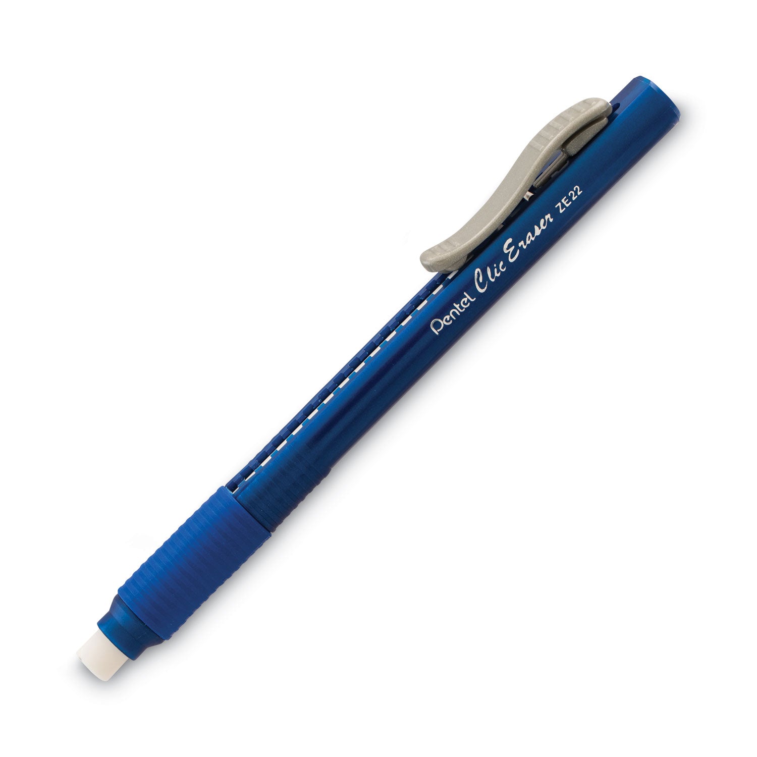 Pentel Clic Eraser Grip Eraser, For Pencil Marks, White Eraser, Blue Barrel (ZE22C)
