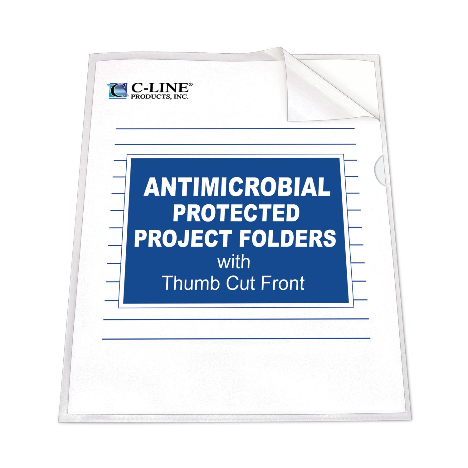 C-Line Antimicrobial Protected Poly Project Folders, Letter Size, Clear, 25/Box (62137)