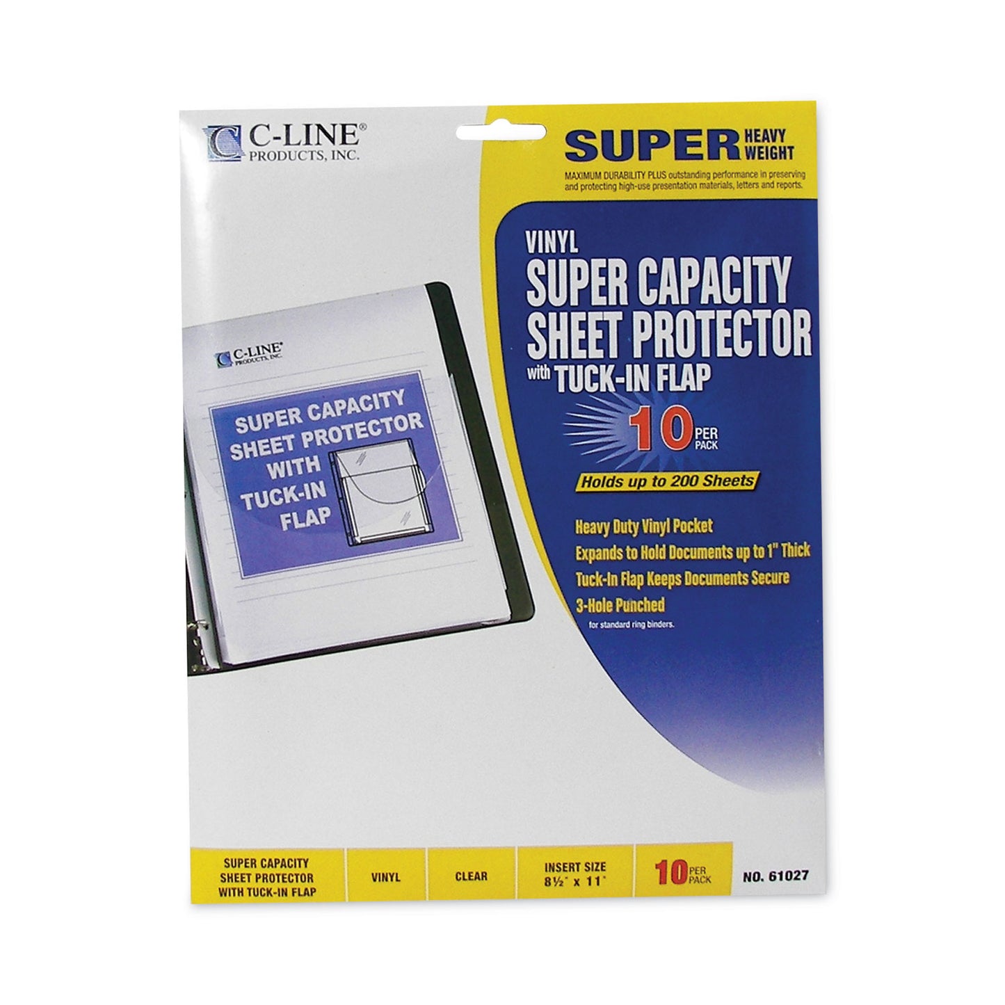 C-Line Super Capacity Sheet Protectors with Tuck-In Flap, 200", Letter Size, 10/Pack (61027)