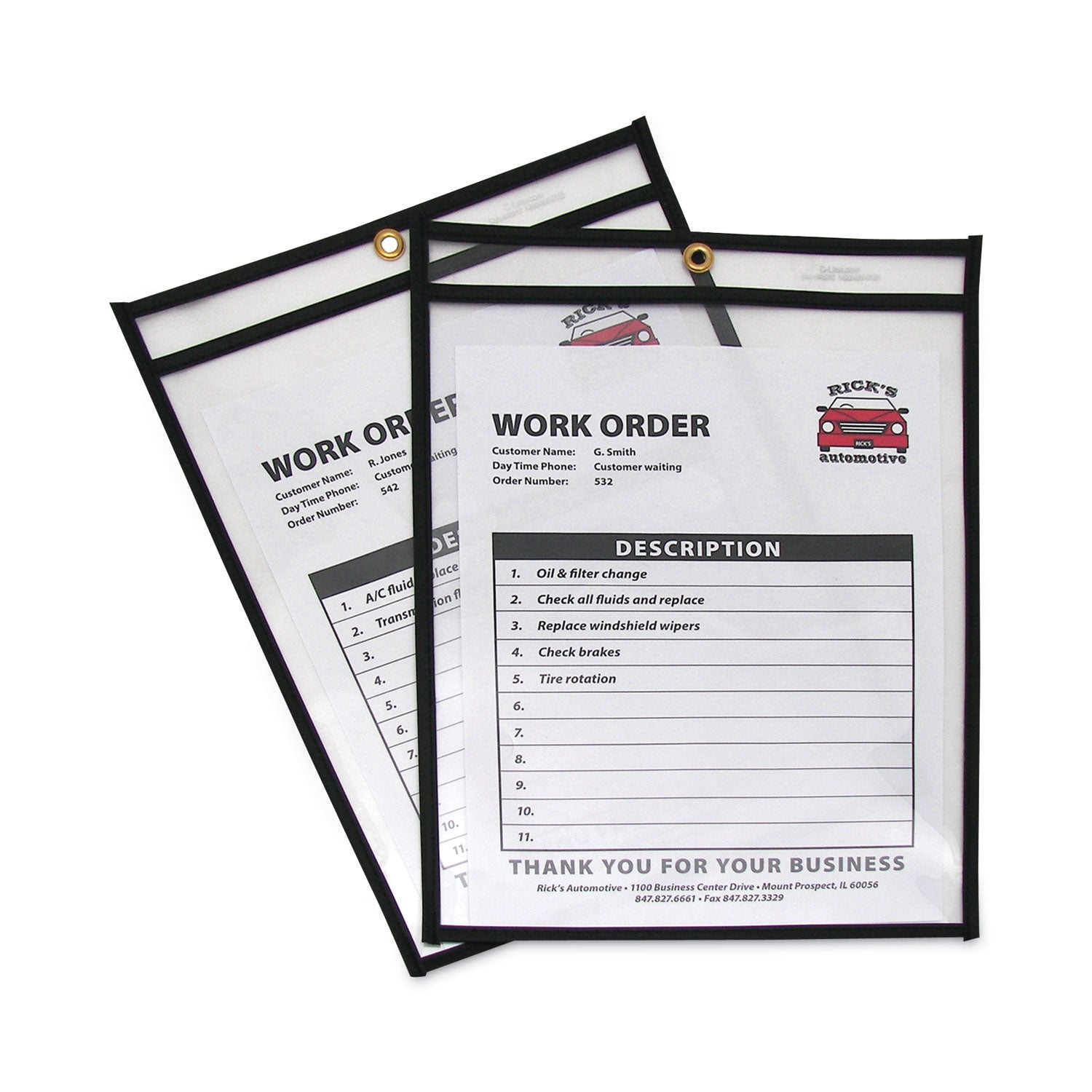 C-Line Shop Ticket Holders, Stitched, Both Sides Clear, 75 Sheets, 9 x 12, 25/Box (46912)