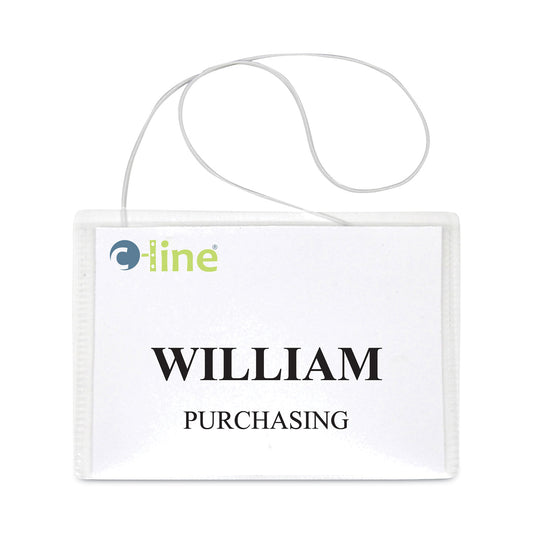 C-Line Name Badge Kits, Top Load, 4 x 3, Clear, Elastic Cord, 50/Box (96043)