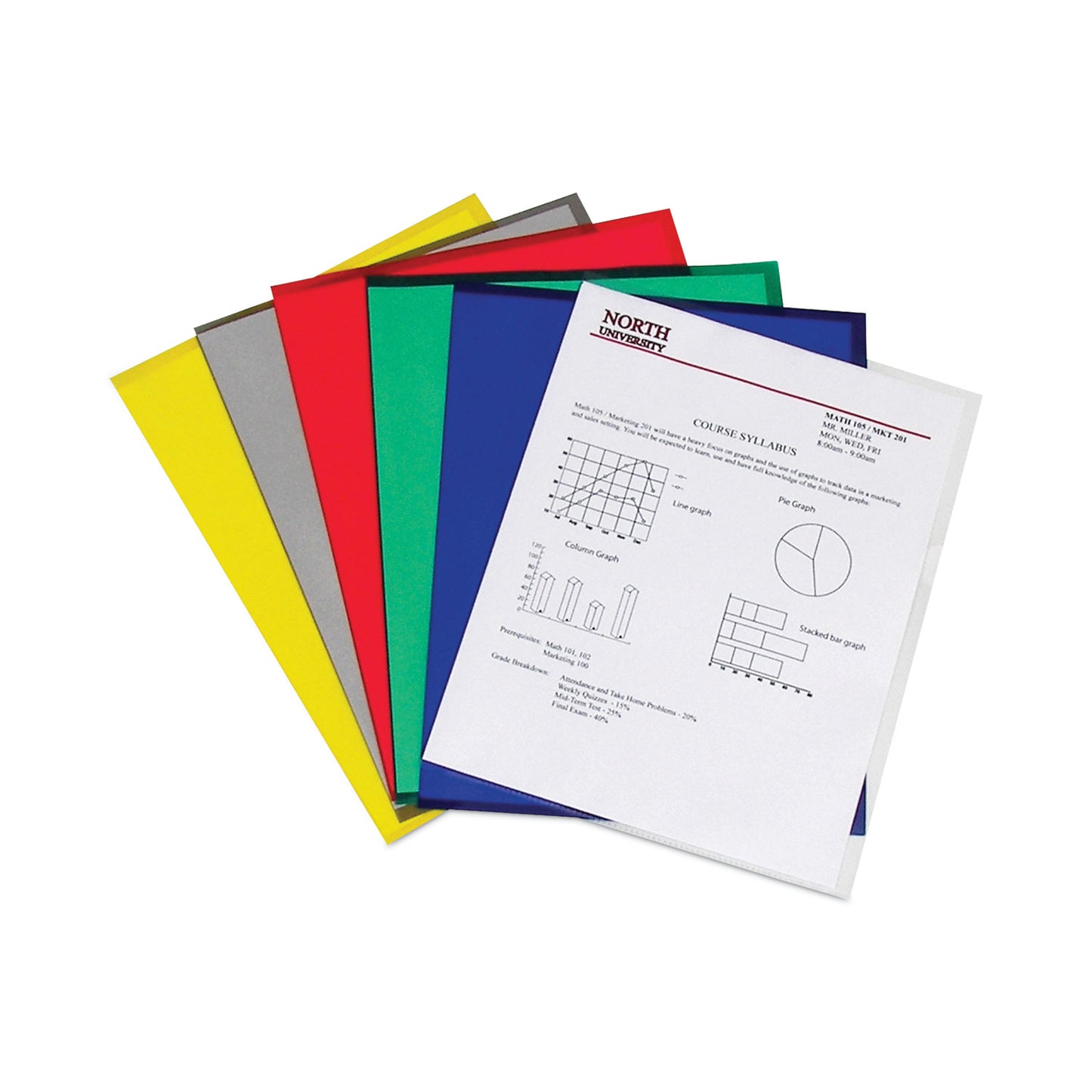 C-Line Poly Project Folders, Letter Size, Assorted Colors, 25/Box (62130)