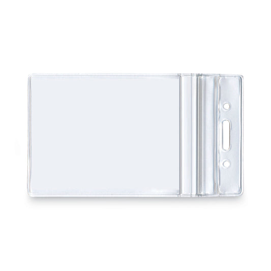 Advantus Resealable ID Badge Holders, Vertical Orientation, Transparent Frost 2.68" x 5" Holder, 2.38" x 3.75" Insert, 50/Pack (75524)