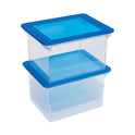 Storex Plastic File Tote, Letter/Legal Files, 18.5" x 14.25" x 10.88", Clear/Blue (61508U01C)