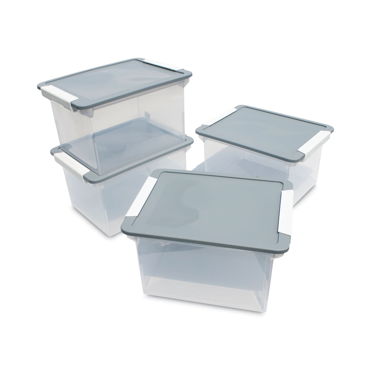 Storex Portable File Tote with Locking Handles, Letter/Legal Files, 18.5" x 14.25" x 10.88", Clear/Silver (61530U01C)