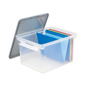 Storex Portable File Tote with Locking Handles, Letter/Legal Files, 18.5" x 14.25" x 10.88", Clear/Silver (61530U01C)